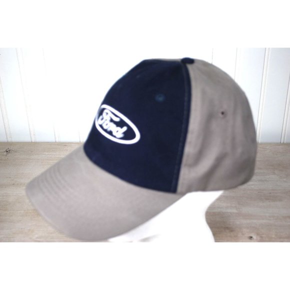 Ford Logo Hat Two Tone Embroidered Cap Navy/Grey Excellent Condition - Picture 2 of 7
